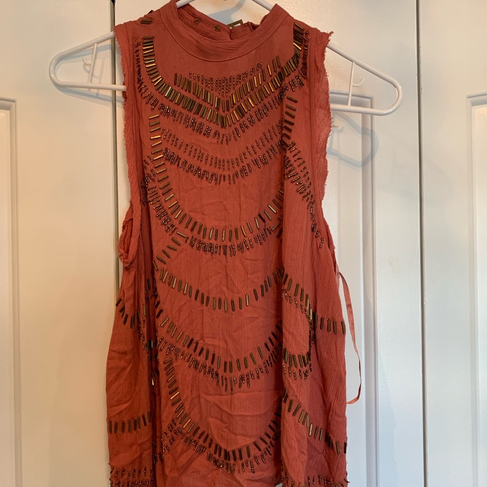 Free people open back, beaded detail tank